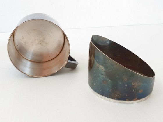 Image 1 of SET OF 3 VINTAGE 1970S SILVER-PLATED METAL PITCHERS, 70S DESIGN, FRANCE