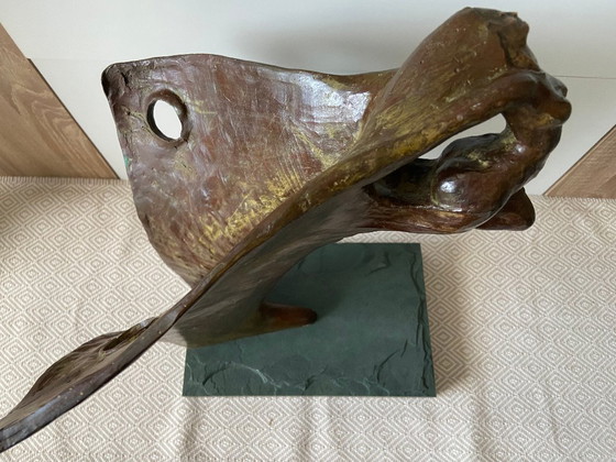 Image 1 of Escultura contemporánea en bronce macizo: Proa de barco y sirena, firmada ORTIZ