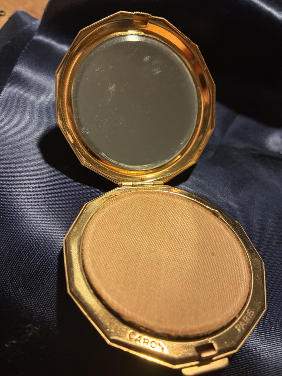 Image 1 of Poudrier Caron Paris avec miroir, houppette et poudre