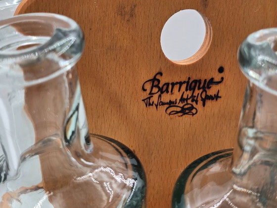 Image 1 of Holzhalter mit 6 konischen, mundgeblasenen Flaschen, Design