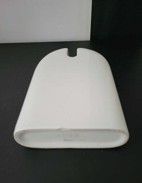 Image 1 of Post-Modern ceramic white vase by Sircart Italy. Design by Pino Spagnolo.