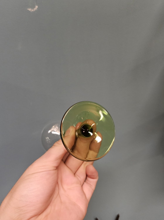 Set Van 6 Vintage Wijnglazen Groene Voet Glazen Groen – Glazen & Karaffen, Glass (photo 8 of 8)