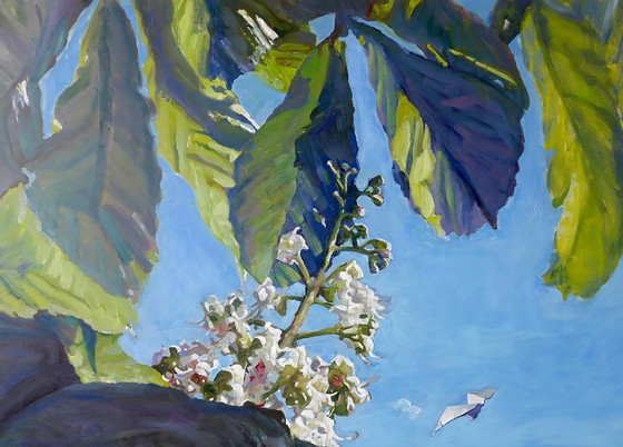 Original Oil Painting Modern Art Symbolism Spring Sky Chestnut – Paintings & Drawings, Canvas (photo 4 of 5)