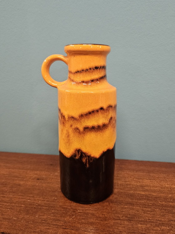 Image 1 of Vintage West Germany vase 407-20 orange/black