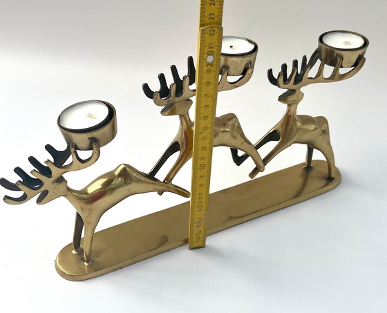 Image 1 of Vintage messing kandelaar met hertmotief – Deens design D&C – Mid-century