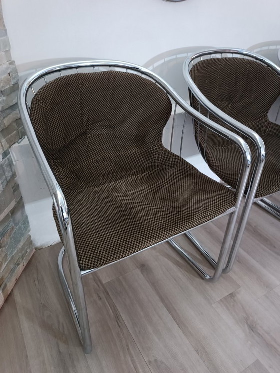Cantileverstoelen van Gastone Rinaldi voor Rima, jaren 70. – Eetkamerstoelen, Metal (photo 6 of 14)