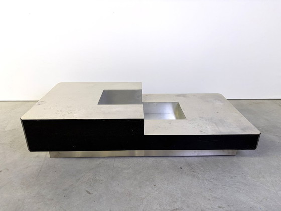 Vintage coffee table by Willy Rizzo, 1970s – Wood, Aluminium (photo 3 of 11)