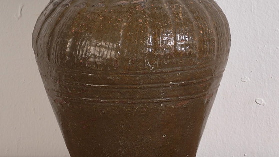 Kleine antieke olijfgroene vaas (ca. 1900) #4 – Vazen (photo 3 of 16)