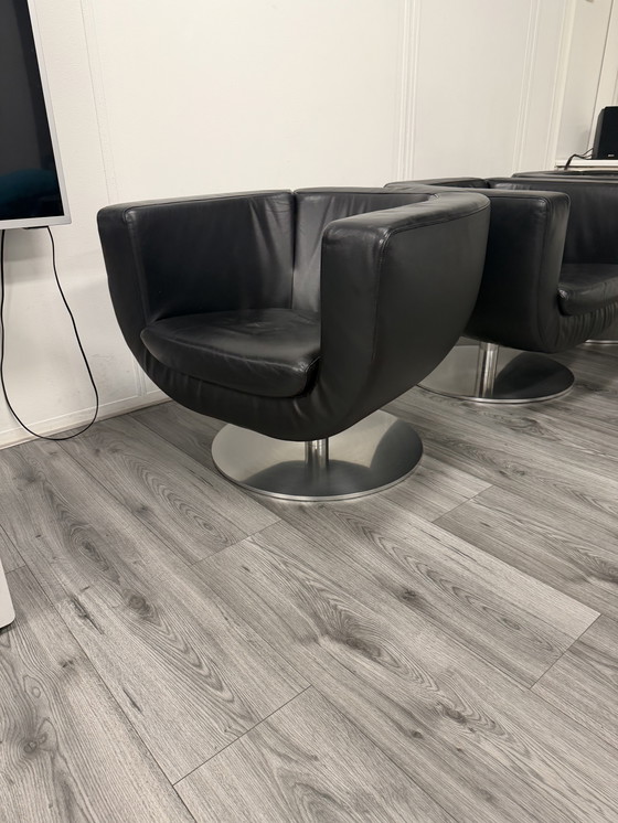 Image 1 of 3x B&B Italia Draaifauteuil zwart leer