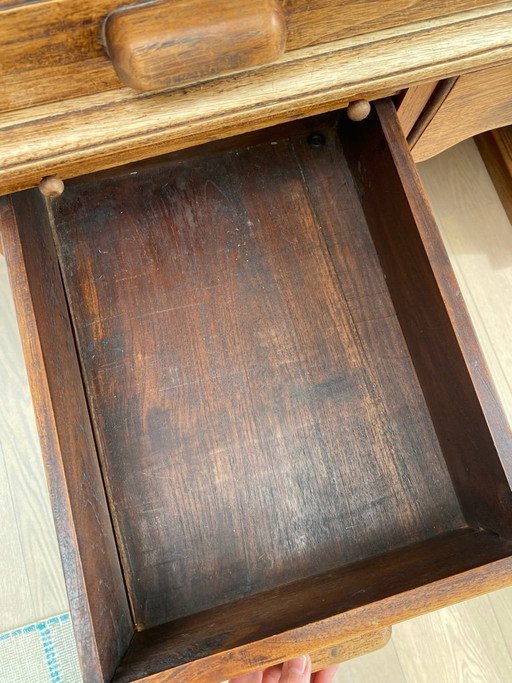 Roll top/tambour bureau in massief eik (1900-1930)