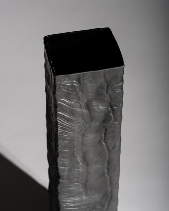 Image 1 of Black Porcelain Vase Trio Martin Freyer & Elsa Fischer-Treyden Rosenthal Op-Art