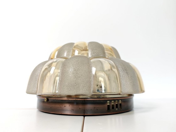 Image 1 of XXL Plafoniera in vetro trasparente d'epoca / Sconce di metà secolo moderno / Lampada da parete ad incasso / Vetro soffiato a ma