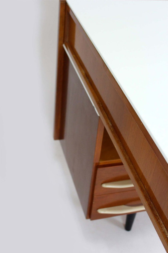 Image 1 of Modular Desks with White Glass Tops by Mojmir Pozar for Up Závody, 1960s, Set of 3