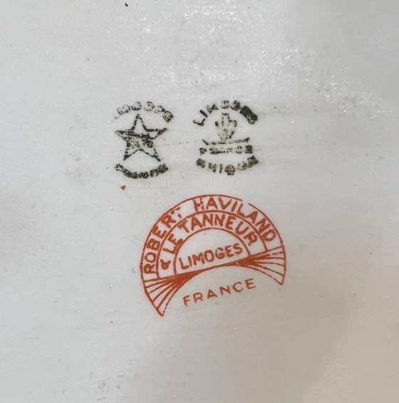 Image 1 of Set di 10 portauova diabolo, 2 saliere e un vassoio, porcellana Haviland e Le Tanneur