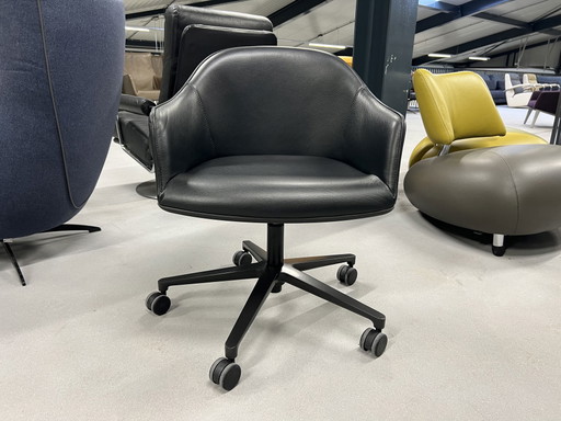 Sedia da ufficio Vitra Softshell in pelle nera