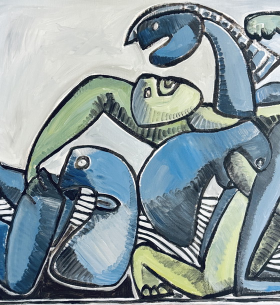 Image 1 of Gundi Falk (1966) Cubist Embrace - Large painting on canvas