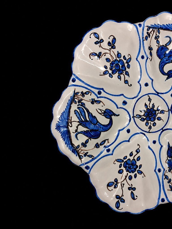 Image 1 of Vintage French Oyster Plate 12X – Moustiers Style (ca. 1940)