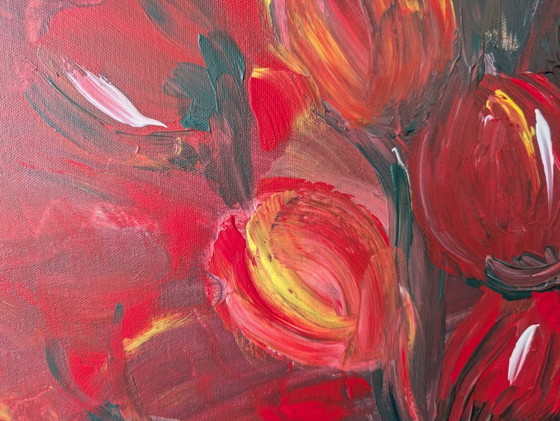 Red Tulips – Paintings & Drawings, Canvas, Other (photo 4 of 6)