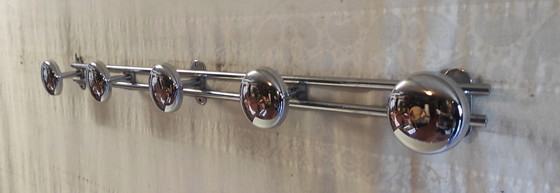 Image 1 of Vintage wall-mounted coat rack in chromed metal - mid-20th century