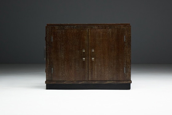Image 1 of Modernist Art Deco Oak Cabinet, France, 1940s