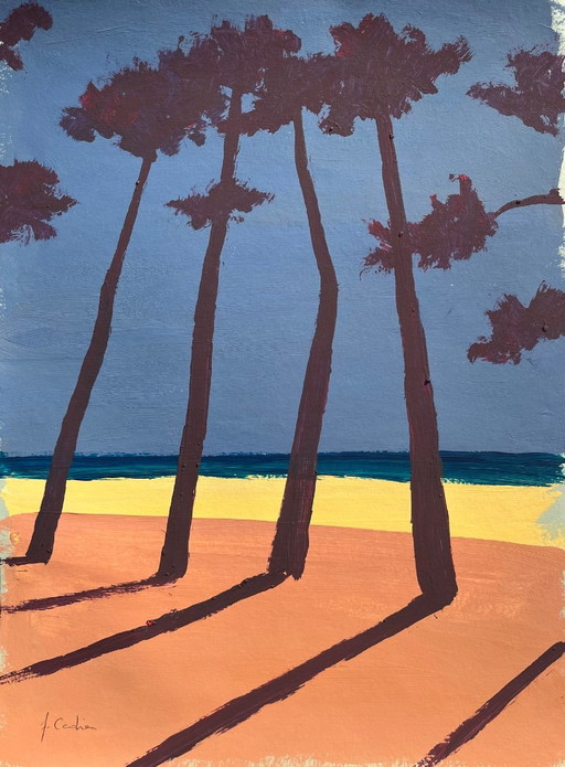 Acryl op papier 40x30cm. Ingelijst.