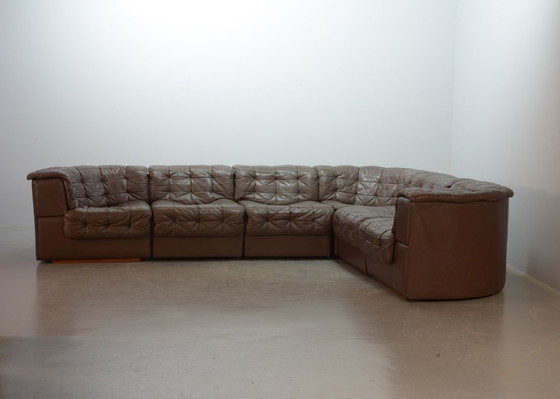 Image 1 of Excellent Mid-Century De Sede DS11 Patched Seal Brown Leather Modular Sofa, 6 Elements. Germany, 1970s.