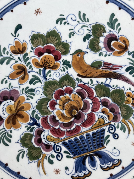 Antique porcelain wall plate - Delft Polychrome Holland