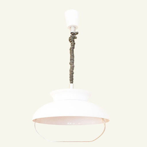Lampe à suspension italienne blanche Space Age, années 1970