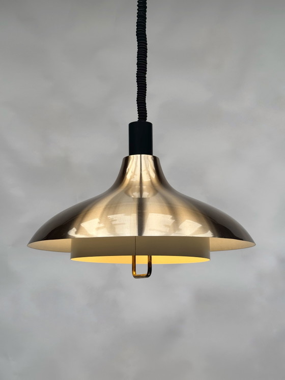 Vintage Dijkstra hanglamp | Metalen lamp in mid-century modern stijl uit de jaren 70 | Verstelbare hoogte (photo 6 of 6)
