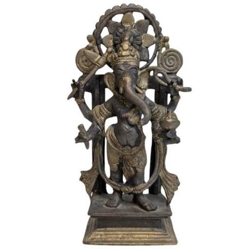 Ganesha debout en bronze doré antique – Himalaya, XVIIIe-XIXe siècle – beeldhouwkunst, Gold (photo 2 of 10)