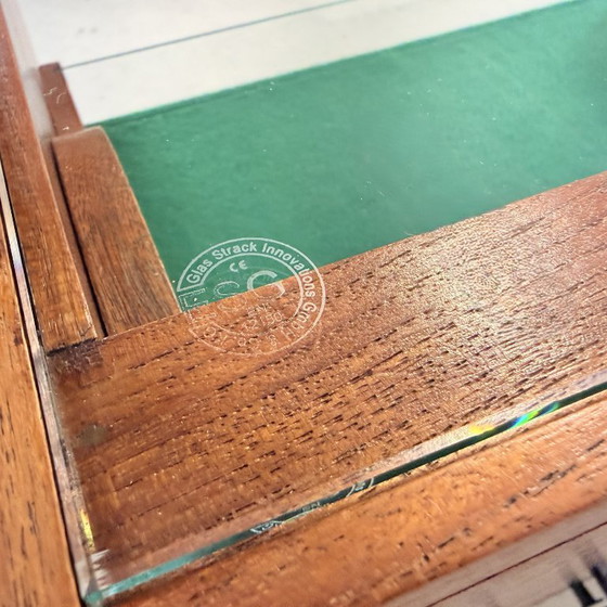 Comptoir Vitrine Mid-Century – Acajou, Chrome & Verre Trempé – Allemagne Env. 1960 – Glass, Wood, Vintage (photo 15 of 15)