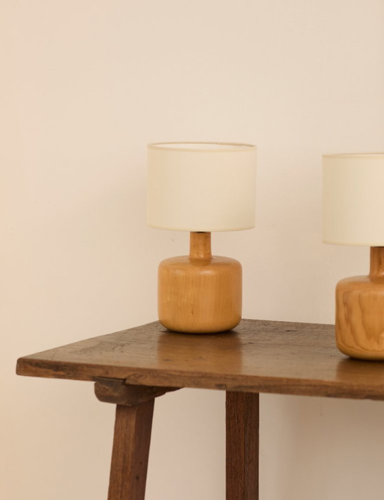 Image 1 of Solid wood lamp attributed to Charlotte Perriand / Les Arcs vintage Circa 1968