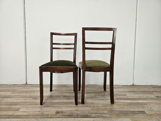 Art Deco eetkamerstoelen van walnoothout en stof, 1940 – Wood, Klassiek (photo 3 of 13)