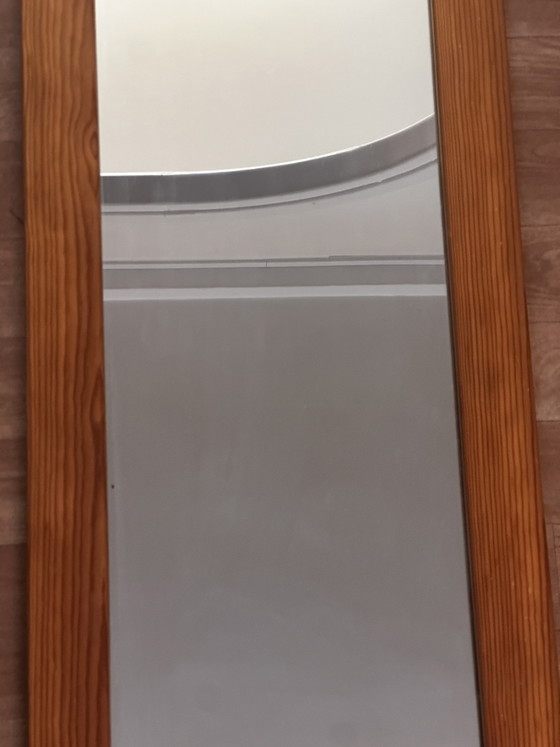 Espejo de pared octogonal grande de pino, década de 1970 – 103 × 40 cm – Wood, Glass (photo 5 of 13)