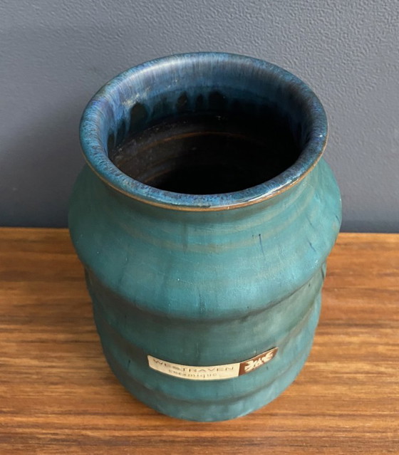 Image 1 of Westraven ceramique Utrecht blue vase 1970s