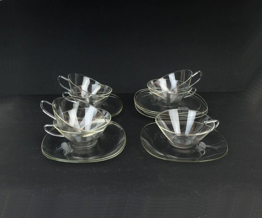 7 x teeservice heinrich loeffelhardt 1950er jena glas schott & gen. mainz