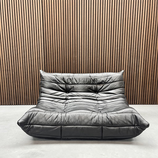 Ligne Roset Togo - Nero leder - vintage - tweezits