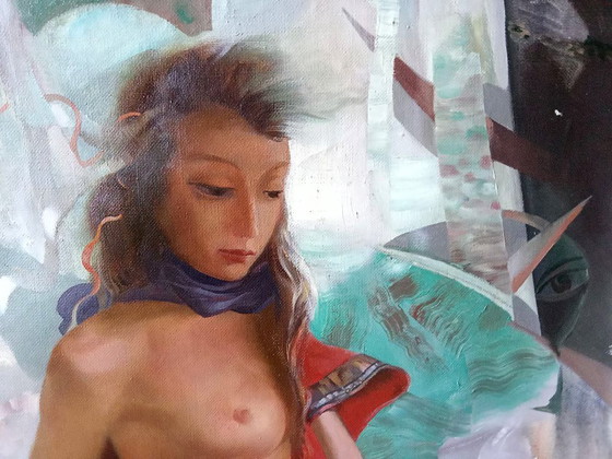 Original Oil Painting Abstract Expressionism Figurative Girl Nude – Paintings & Drawings, Canvas (photo 7 of 8)