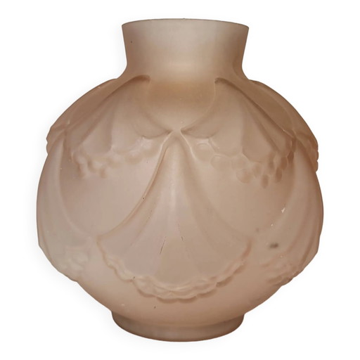 Art Deco Kugelvase, rosa Glas