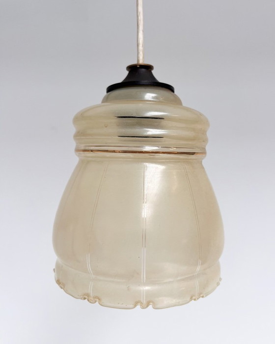 Set di 2 lampade da soffitto vintage beige, anni '60 – Plafoniere, Glass (photo 3 of 9)