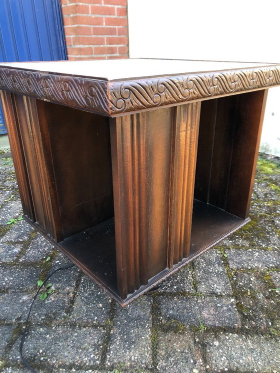 Image 1 of Vintage boekenmolen draaibaar met verlichting - rokers kastje