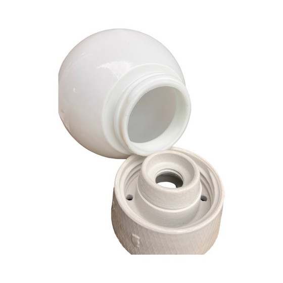 Image 1 of Industriële wandlamp, wit, glas, FOTON, Polen, jaren 60.