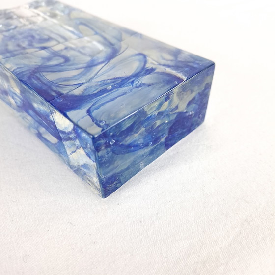 Image 1 of Vintage Solifleur vase Ritzenhoff Marsberger 1970s transparent with blue glass