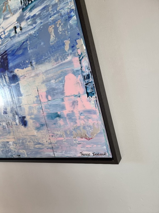 Image 1 of Frances Eckhardt - 70x90 handgeschilderd abstract schilderij modern hedendaags paars tinten