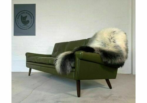 Image 1 of Canapé lounge vintage danois Svend Skipper à 3 places en cuir vert olive