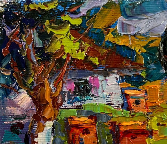 Original Oil Painting Rural Life Landscape Summer Day In The Village – Paintings & Drawings, Canvas (photo 7 of 8)