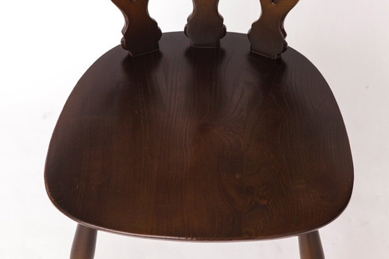 Image 1 of Set of 6 Mid-Century Elm Dining Chairs by Ercol – Vintage English Chairs, 1960s