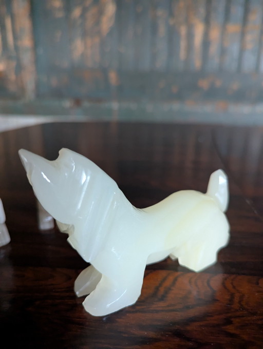Vintage dog figurines - onyx - 1970s