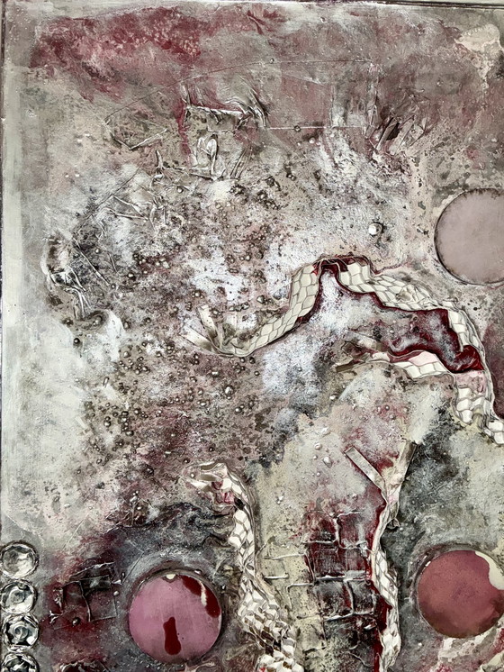Image 1 of Monumentaal, uniek kunstwerk in mixed media van FinkX, 90x120 cm.