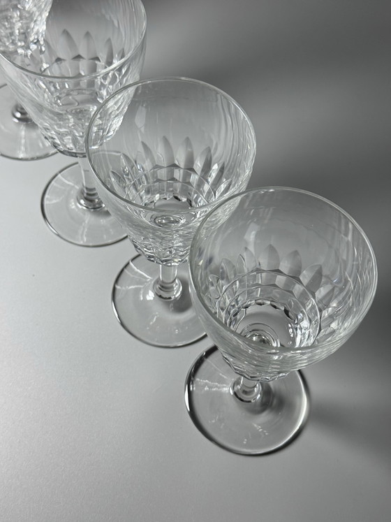 Image 1 of Set van 6 grote kristallen wijn- of waterglazen – Val Saint Lambert “Service Mery” – Art Deco